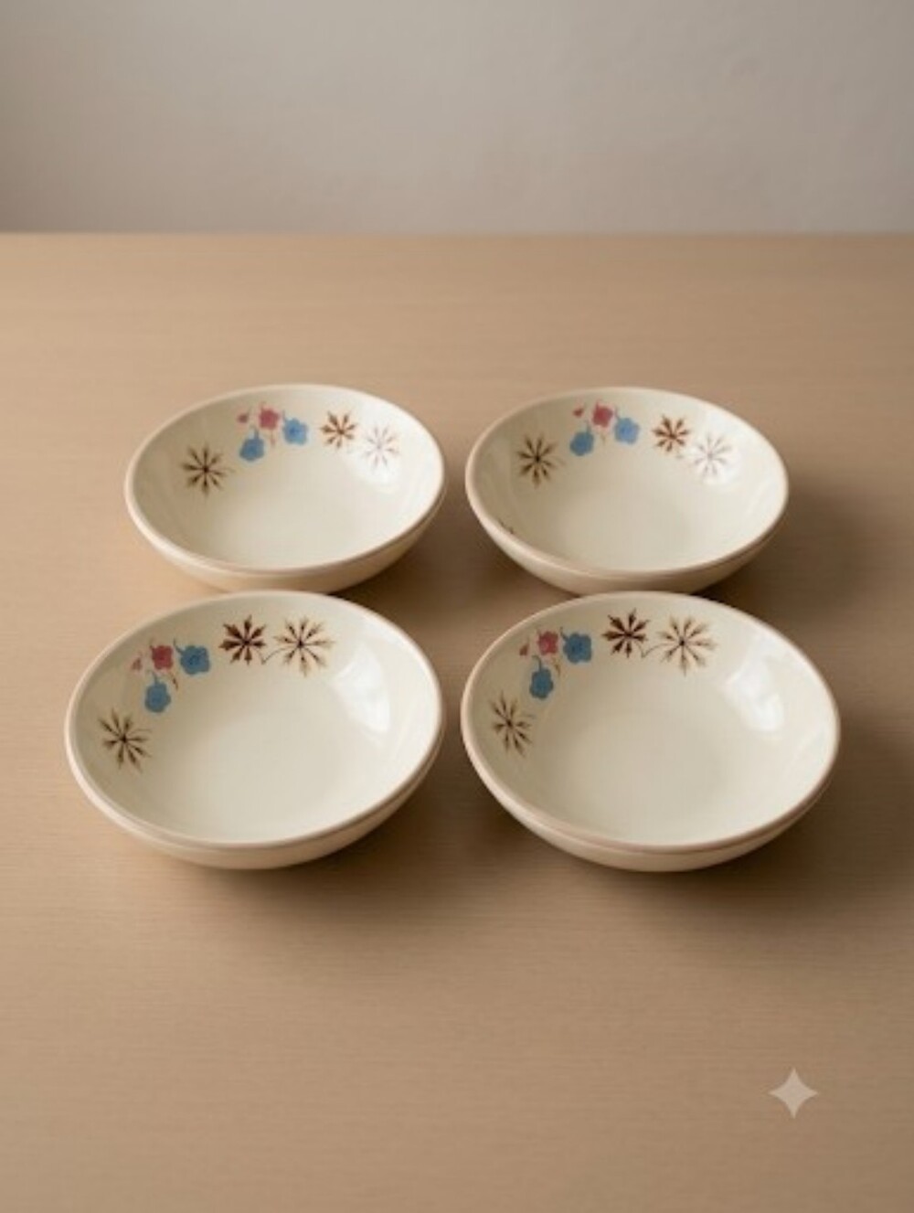 Vintage Franciscan Earthenware "Larkspur" 5-Inch Bowls (Set of 4)
